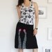 Handmade Applique Skirt . Black knee length A line skirt . Jersey maternity plus size skirt -Legs on the wall - size Large