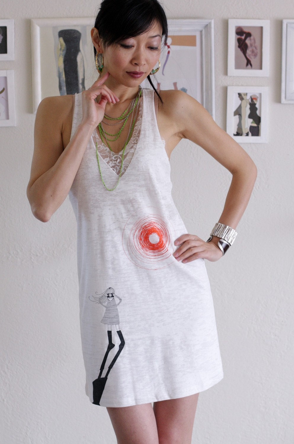 Women's white dress . Racer Back Burn Out White Dress -Traveling with My Camera-size Medium