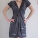 Womens dresses . Grey Jersey day dress . Applique dresses . V neck Dress - Flying Birds - size Medium
