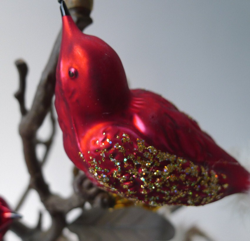 Vintage Song Bird Ornaments Red Glass Blown with by MrFilthyRotten