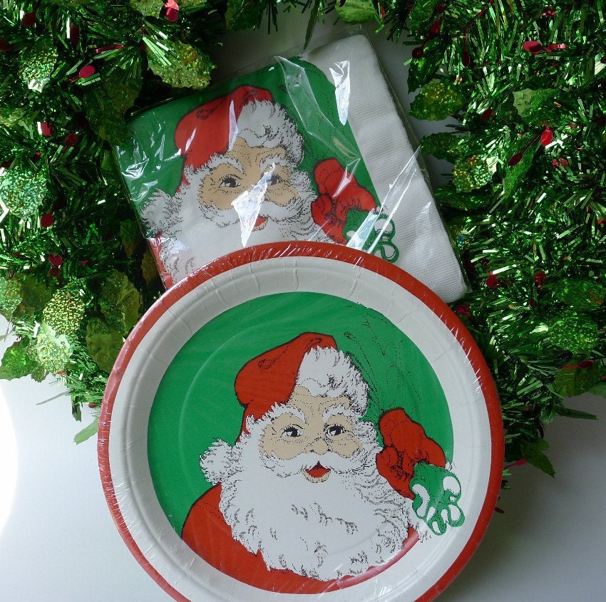 Vintage Christmas Paper Plates Napkins Festiva by MrFilthyRotten