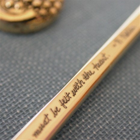 Hand Inscribed Bookmark - Brass Metal Cat Charm Helen Keller Quote