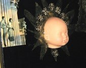 Sleeping Baby Doll Face- Assemblage on Canvas, Mixed Media Original, Wall Art