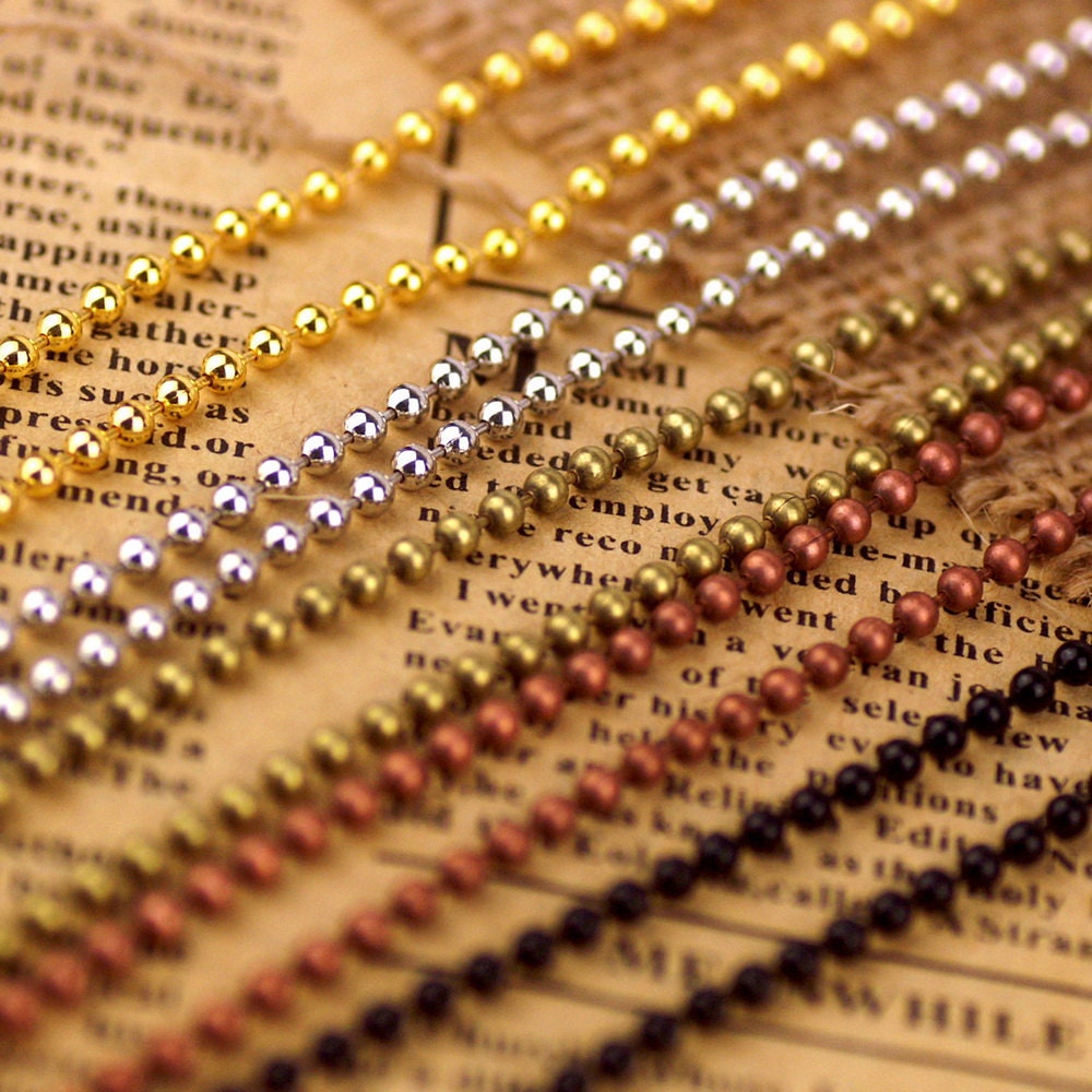 Ball Chain Necklace 2.4mm Bead Chain with Clasps -  Gold Silver Copper Bronze Black 24inch CN218-24(2pcs)