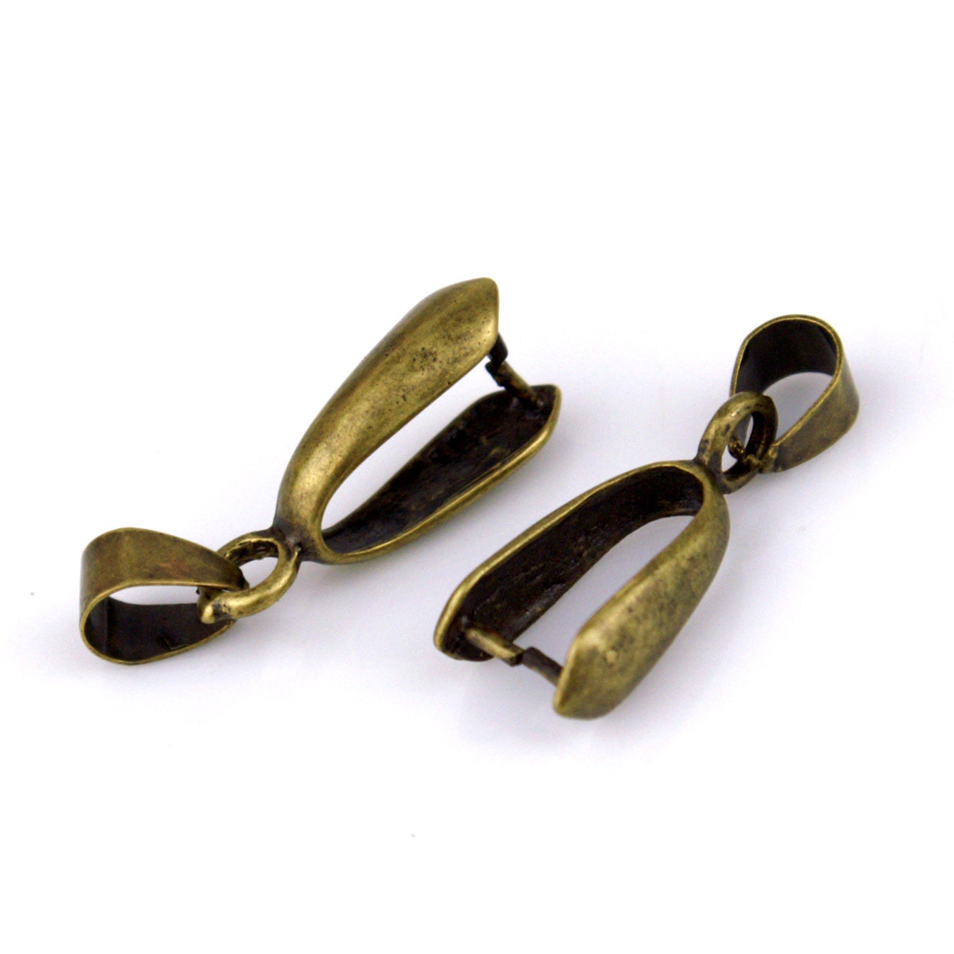 23mm Long Antique Bronze Plated Drop Pinch Bail Pendant Clasp m114b(6pcs)