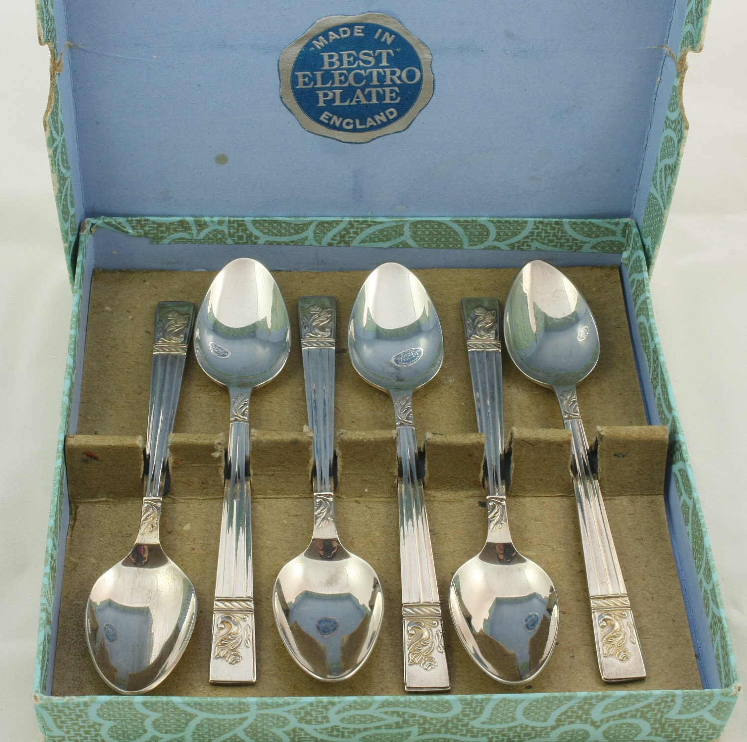 Art Deco Silver Plate Tea Spoons Angora EPNS Sheffield by mybooms