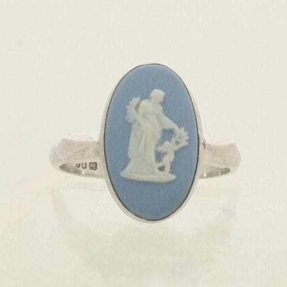 Vintage Wedgwood Wedgewood Cameo Ring Blue Jasper by mybooms