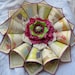 Handmade Vintage map paper wreath Pinwheel Wall Flower Rosette Magenta and Lime