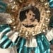 Tart Tin ornament upcycled vintage handmade altered art Folk art Aqua Dream Girl Star Snowflake Flower