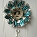 Tart Tin ornament upcycled vintage handmade altered art Folk art Aqua Dream Girl Star Snowflake Flower