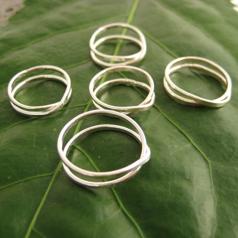Fine Silver Infinity Rings, Set of 5,  Sea Babe Jewelry