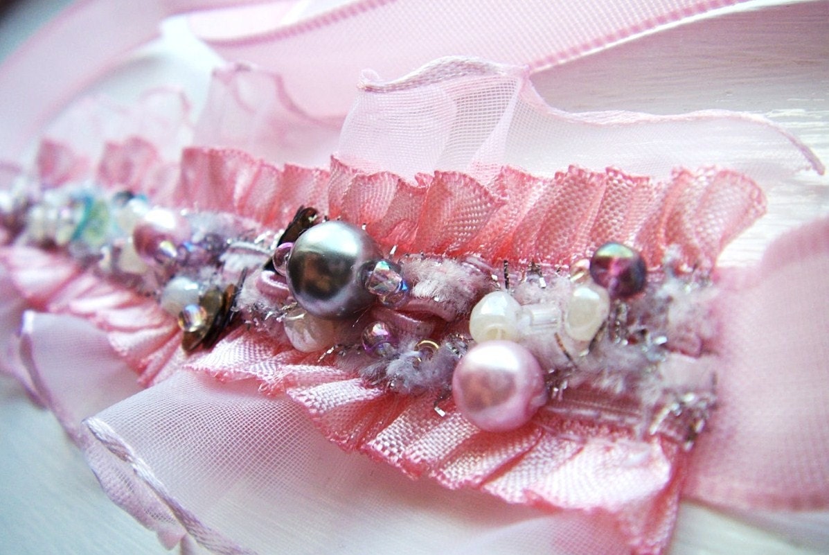 Pink whisper . fiber art cuff bracelet . one of a kind design by MGM - romantic feminine soft pink