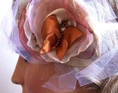 Butterfly . One Of A Kind whimsical organza, satin and tulle headband - headpiece -  artisan accessory