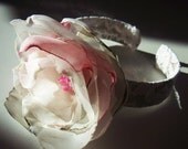50% Sale - Rose petals . chiffon flower lace cuff, bangle style bracelet . one of a kind design