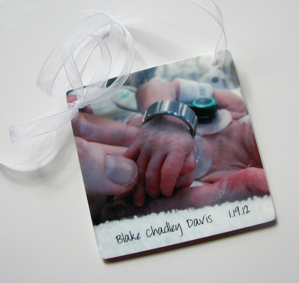 O1 - Christmas Photo Ornament, Perfect for Holidays or New Baby Gifts - One-sided