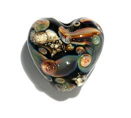 Transparent Black & Free Style Heart Focal Bead - Handmade Lampwork Bead-11816105