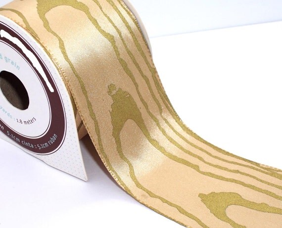 sale .. 2 yards Wood Grain Ribbon buttercream by TheThinVeil