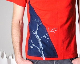 Upcycled mens t-shirt tree branch screeprint made to order TREEHUGGER