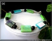 Blue Green Shell Bracelet (with lava stones)