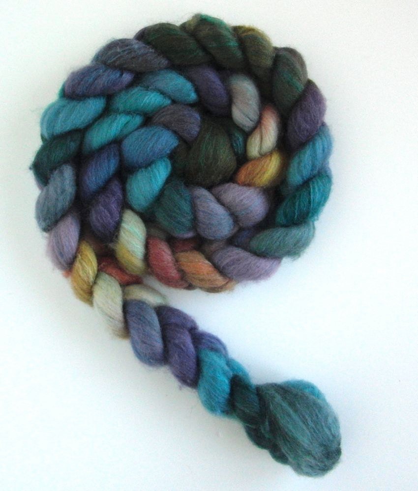 Merino/ Silk Roving (Top) - Handpainted Spinning or Felting Fiber, Mixed Laundry