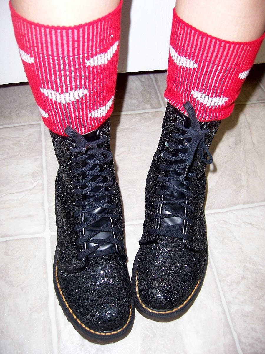 RARE 90's Grunge Black Glitter DOC Dr MARTENS by LolaVintage