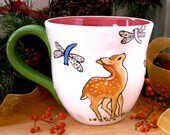 Personalized Custom Wheel Thrown Mug - Illustrated Painted Original Art Pottery - Handmade to Order DEPOSIT - Graphic Image, LOGO Drawing