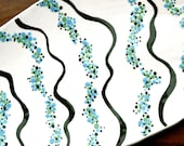 Small Platter - HandMade Rippling Aqua Water Abstract Patterned Waves Soap Dish - TIDAL - Graphic Design Ocean Tide Serving Piece