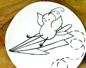 Bird Dish - Jewelry, Ring Holder, Spoon Rest - Whimsical Paper Airplane Flying Birdie Ceramic Clay Catchall - FLY Adventure Trinket Tray