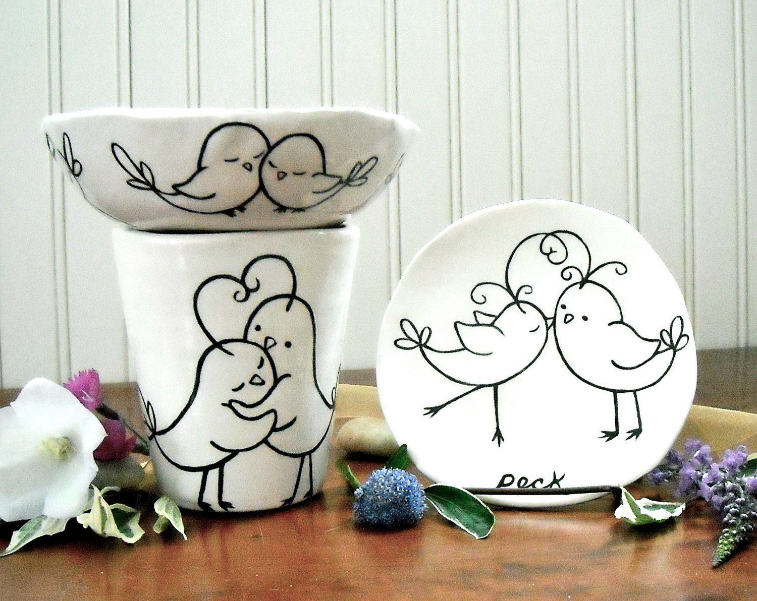 Personalized Custom Dinnerware Set DEPOSIT - Made TO ORDER Dishes, Farmhouse Table Settings, Wedding Registry - You Choose Quantity, Images