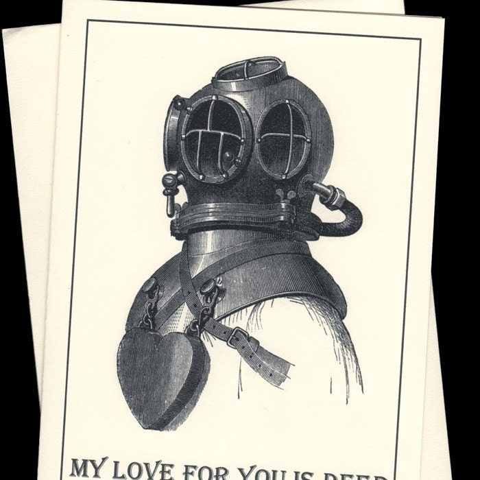 Deep Sea Diver Nautical Notecard Deep Love
