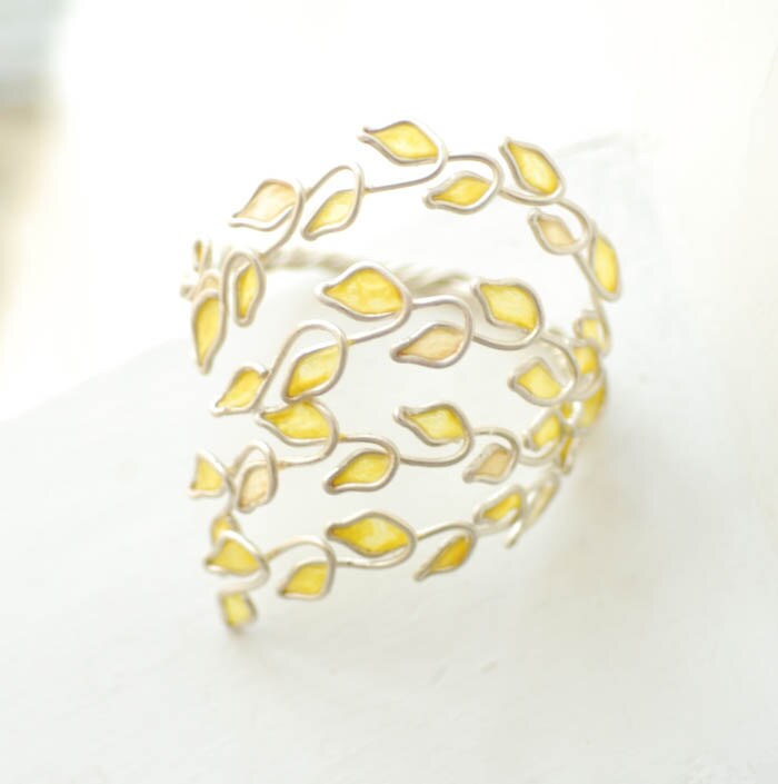 Cuff Bracelet Lemon Grove Tree, Sterling Silver, Statement Jewelry Artisan Paper Jewelry....