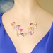 Statement Jewelry, Butterfly Necklace with Flowers, Sterling Silver, Colorful, Delicate, Unique....