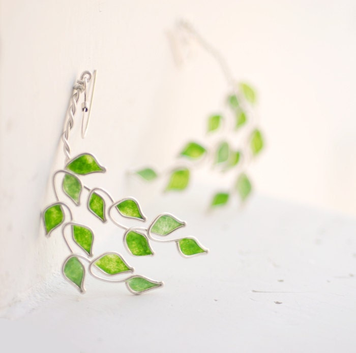 Lime Grove Tree Dangle Earrings, Sterling Silver Citrus Fruit Jewelry, Eco Friendly Paper Jewelry Anniversary Gift....