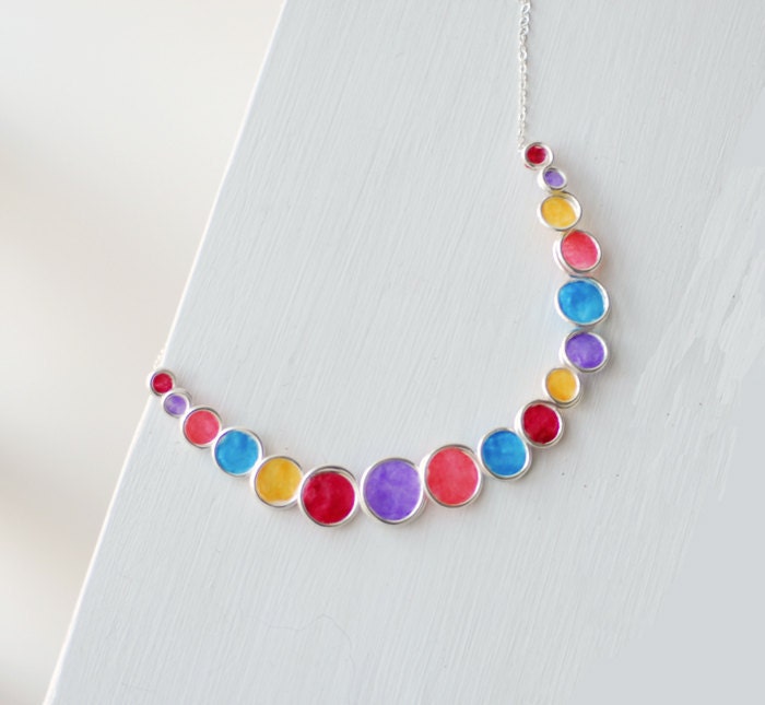 Sedona Sunset Bubble Necklace, Minimalist Sterling Silver Artisan Jewelry....