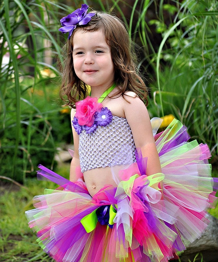 Tropical Bliss SewnTutu sz nb through 24m Matching headband set included as seen on The View Fast shipping