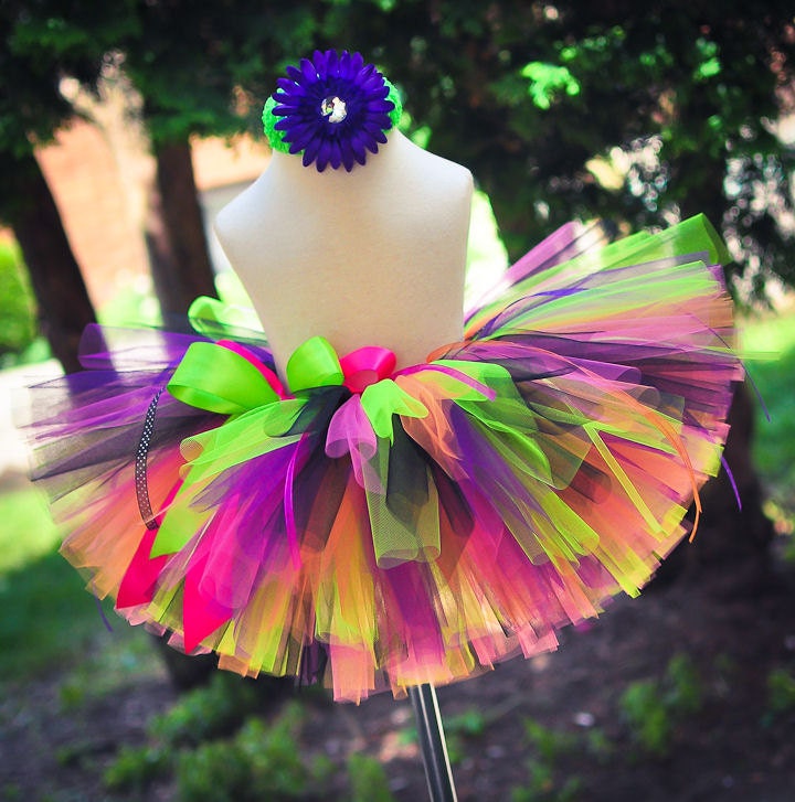Tutu Set Sewn Funky Neon Brights Tutu and headband set Fast shipping