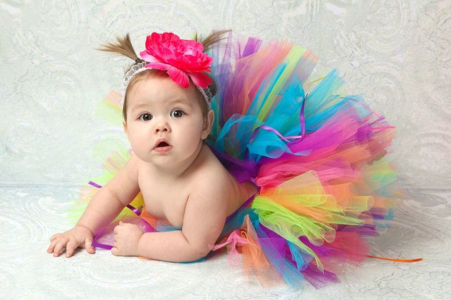 Rainbow Tutu Set for Girls sizes newborn baby through toddler 24months - includes Sewn tutu and matching headband