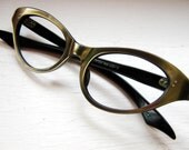French 50's Bronze Cat Eye Frames Eyeglasses Eyeglass France