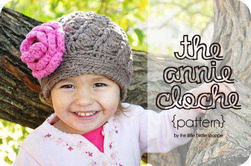 The Annie Cloche Spiral Baby Crochet Hat Pattern w/ Flower