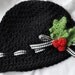 Ribbon Baby Cap Crochet PATTERN with Holly Berries and Leaves