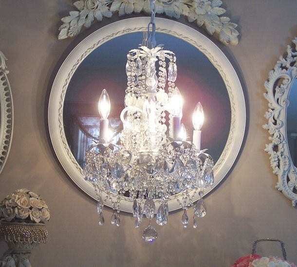 ON HOLD Romantic Cottage Crystal Chandelier