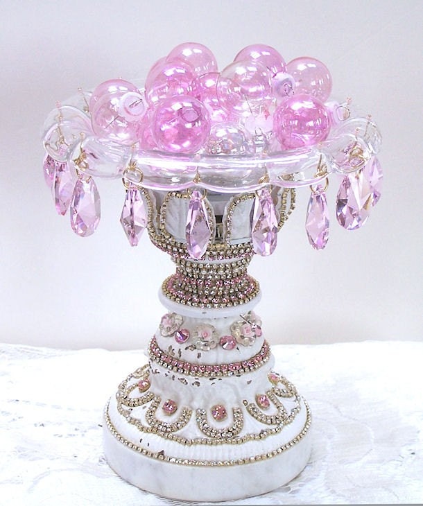 Shabby Jeweled Rhinestone Vintage Pedastel Dish