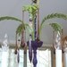 Exotic Vintage Purple and Green Palm Leaf Chandelier