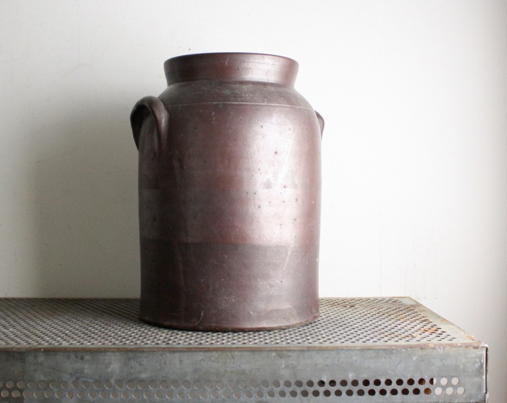 Vintage Brown Glazed Crock
