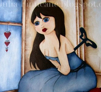 Fantasy Art Print  - Porcelian Doll - Fairy Tale Stories - Wind up Toy