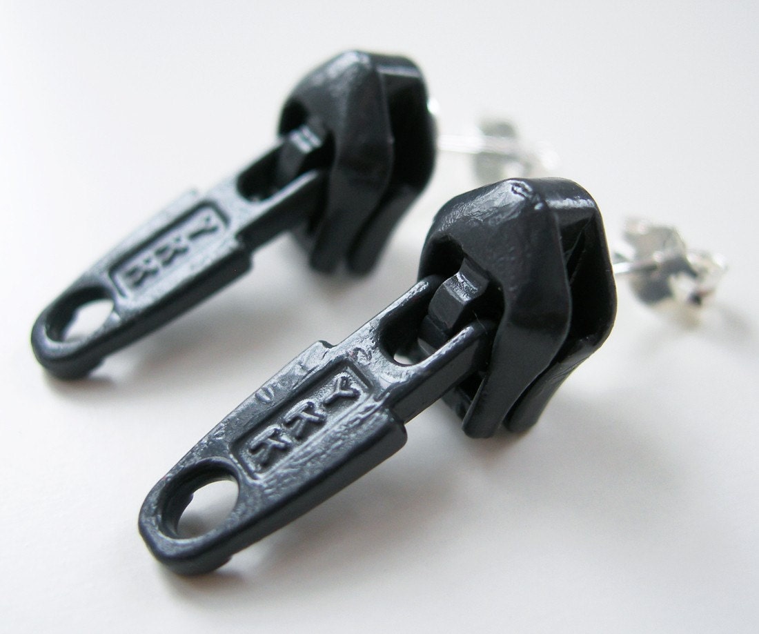 Vintage Zipper Slide Studs - Charcoal Gray
