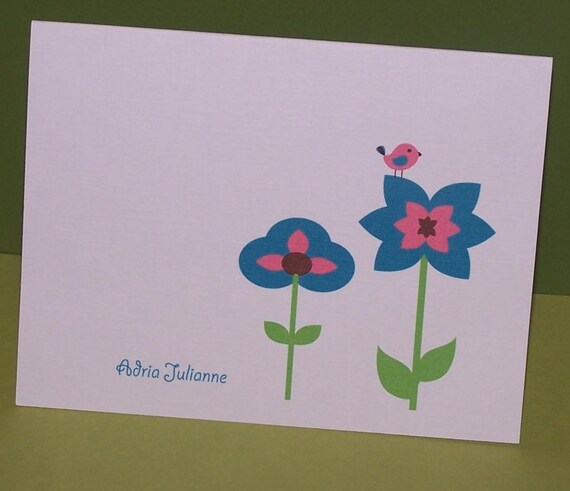 Funky Flowers personalized greeting cards (set of 10) Il_570xn