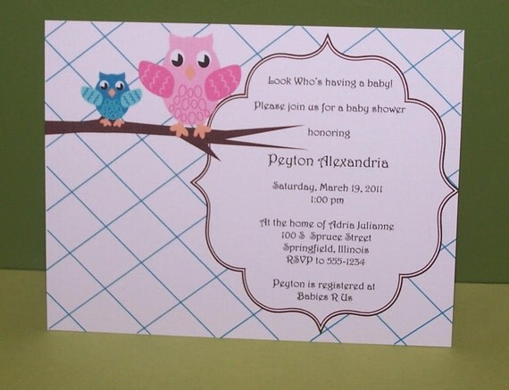 Owl baby shower invitations (set of 10) Il_570xn