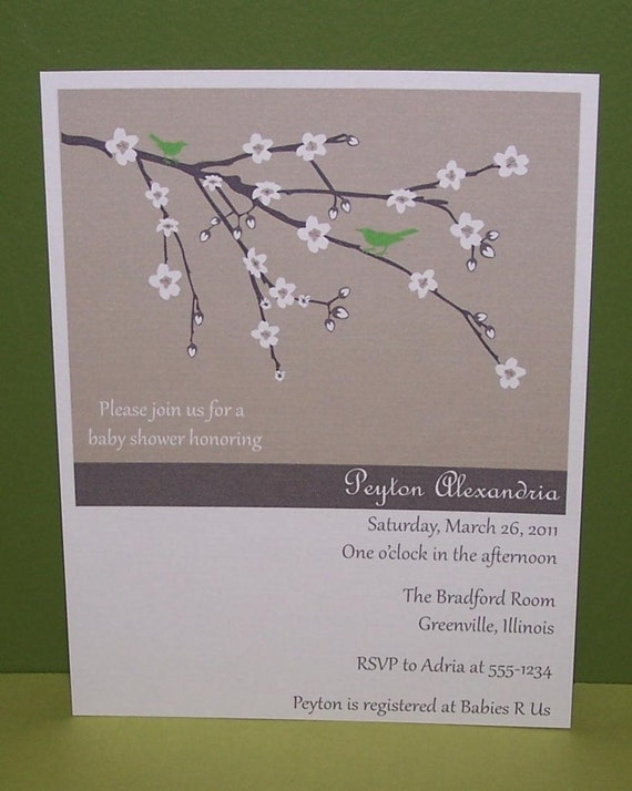 Baby Shower Invitation, White Cherry Blossoms (set of 10) Il_570xn
