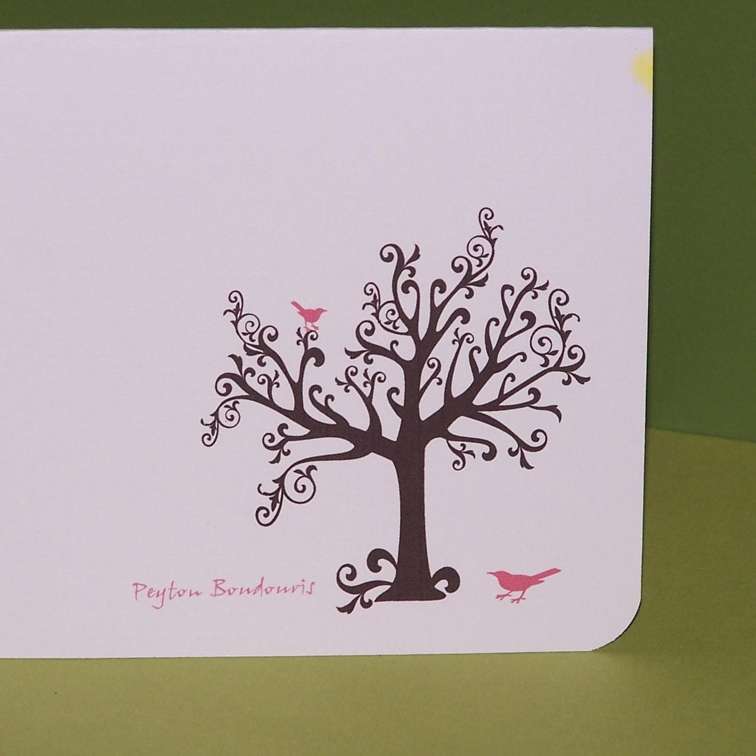 Thank you cards, personalized cards, pink crows (set of 10) Il_570xn